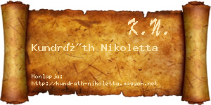 Kundráth Nikoletta névjegykártya